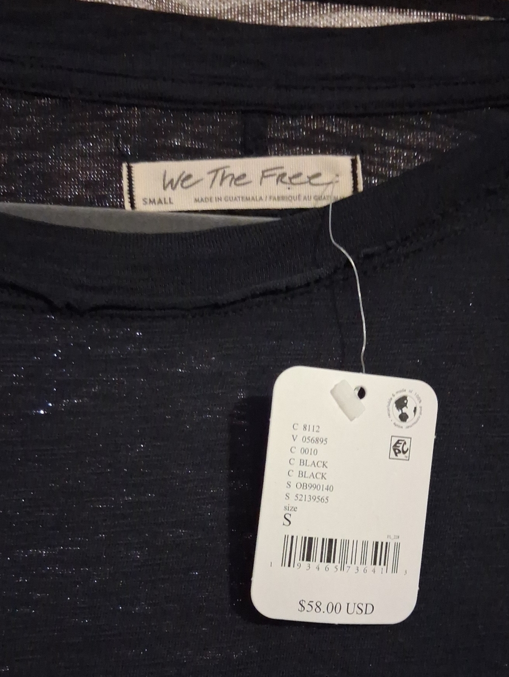 NWT FREE PEOPLE ARDEN TEE- BLACK - Picture 5 of 6